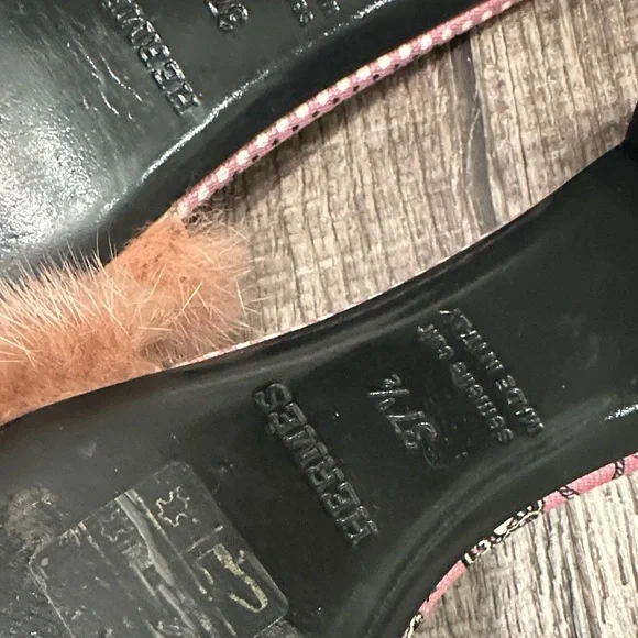 Limited addition hard to find Hermes Pink Fur Slide Mules - Picture 6 of 10